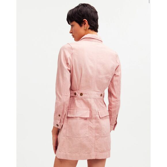 NWT Madewell x MN Dye Studio Denim Patch-Pocket Mini Dress In Shaded Pink Size S - Picture 3 of 8